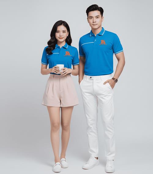 Áo thun Polo xanh phối viền