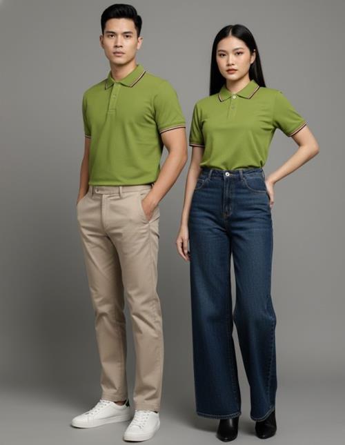 Áo Thun Polo Vải Cá Sấu Mè (Màu Xanh Lá Mạ)