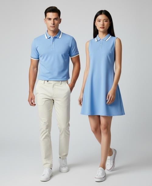 Áo Thun Polo Vải Cá Sấu Mè (Màu Biển)