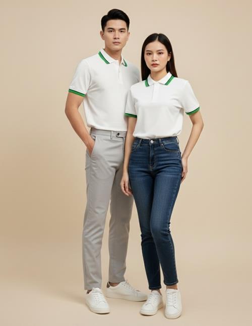 Áo Thun Polo Vải Cá Sấu Mè (Màu Trắng)