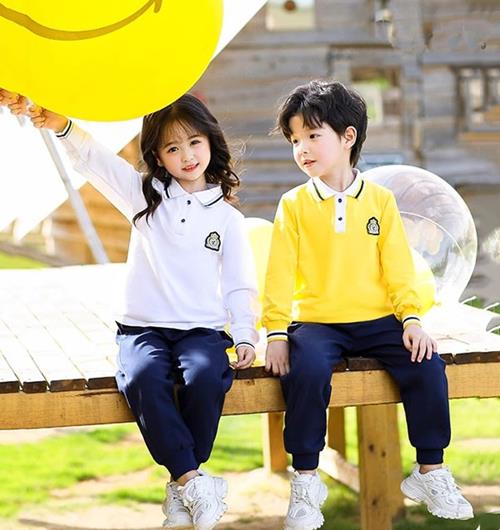 Áo đồng phục mầm non tay dài cổ phối 1 sọc