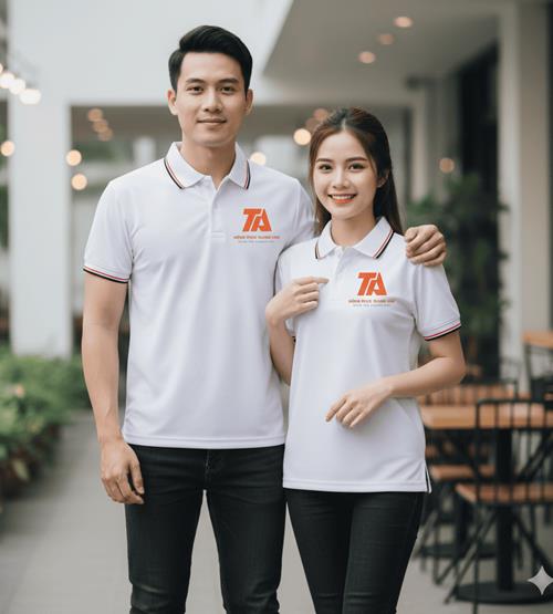Áo thun Polo trắng phối viền