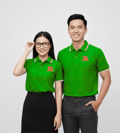 Áo thun Polo xanh két phối viền