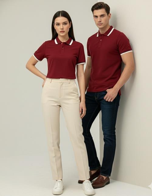 Áo Thun Polo Vải Cá Sấu Mè (Màu Đỏ Đô)