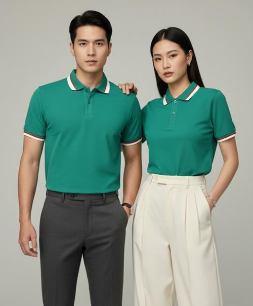 Áo Thun Polo Vải Cá Sấu Mè (Màu Xanh Lý)
