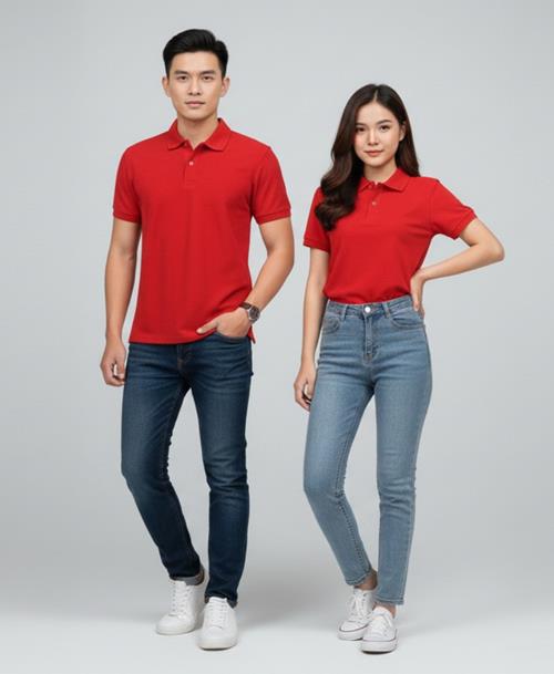 Áo Thun Polo Vải Cotton 100% (Màu Đỏ)