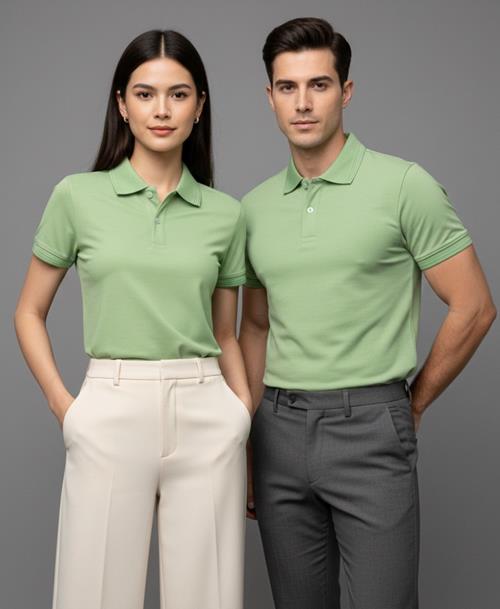 Áo Thun Polo Cotton 100% (Xanh Cốm Nhạt)