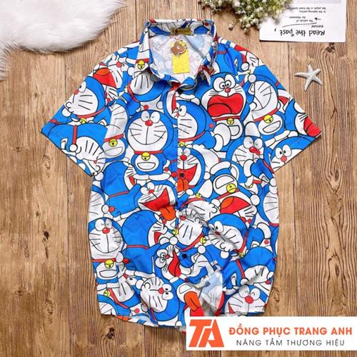 Áo sơ mi họa tiết doraemon