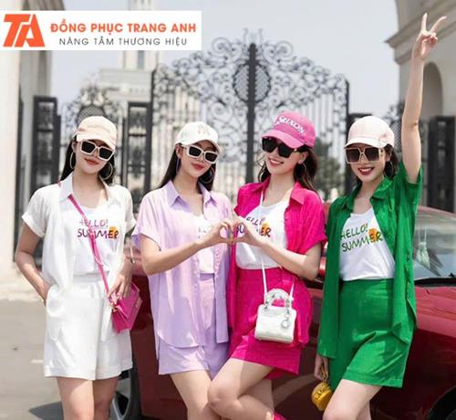 Áo nhóm đi biển sắc màu phối sơ mi