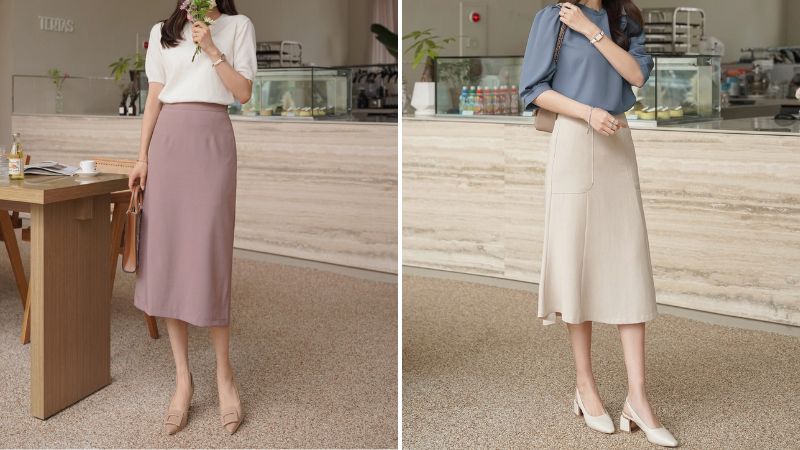 Chân váy công sở dáng suông