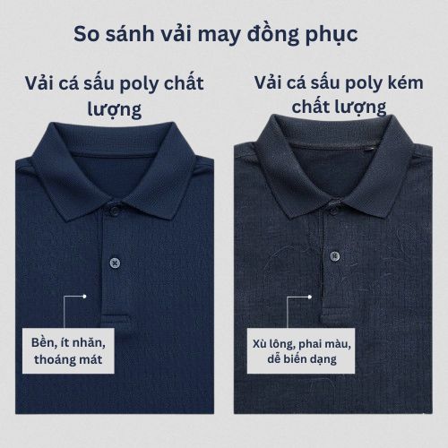 So sánh vải cá sấu Poly và vải kém chất lượng khi may đồng phục