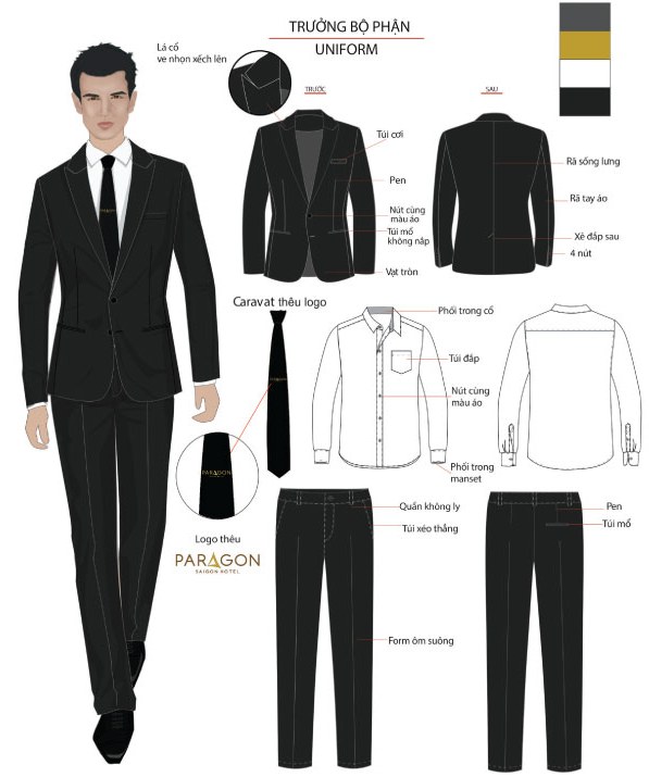 Nhờ sử dụng áo vest kết hợp với quần tây cùng màu, bộ đồng phục của quản lý trở nên sang trọng và chuyên nghiệp