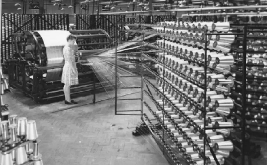Mô hình sản xuất sợi rayon ở giữa thế kỷ 20